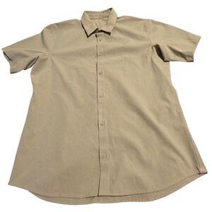 Lululemon Athletica Airing Easy Cream Short Sleeve Button Up Shirt Size L NWOT